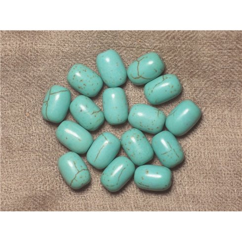 10pc - Perles Turquoise synthèse Tonneaux 14x9mm - Bleu Turquoise  4558550031778 