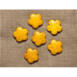 5pc - Perline sintetiche con fiori turchesi da 20 mm - Giallo 4558550031938