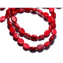 10pc - Perles de Pierre - Turquoise synthèse reconstituée Ovales 9x7mm Rouge - 4558550031945 