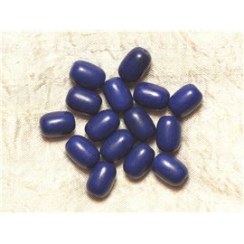 10Stk - Türkis Perlen Synthese Fässer 14x9mm - Dunkelblau 4558550031983