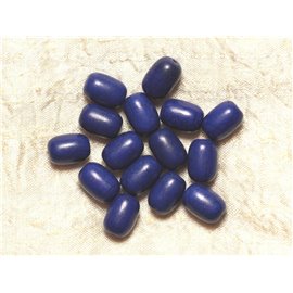 10pc - Synthetic Turquoise Beads 14x9mm Barrels - Dark Blue 4558550031983