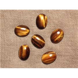 1pc - Cabochon Pierre Oeil de Tigre Ovale 20x15mm Marron Doré Bronze Noir - 7427039743006