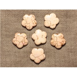 5pc - Perline sintetiche di fiori turchesi 20 mm bianche - 4558550032003