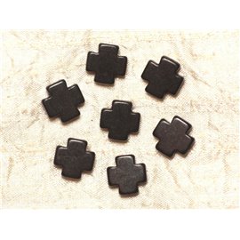 10pc - Synthetic Turquoise Beads Cross 15mm Black 4558550032089