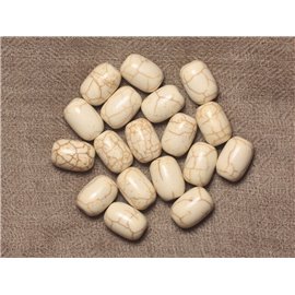 10Stk - Türkis Perlen Synthese Fässer 14x9mm Cremeweiß - 4558550032119 