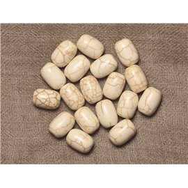 10pz - Perline sintetiche turchesi 14x9mm Barili bianco crema - 4558550032119 