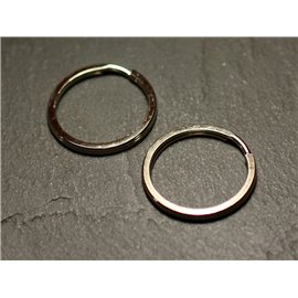 100pc - Rhodium Silver Plated Keychain Rings - 24mm Circle 4558550032126