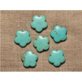5pc - Synthetic Turquoise Beads Flowers 20mm - Turquoise Blue 4558550032218
