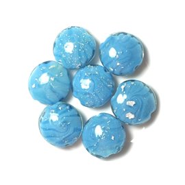 2pc - Glaskralen Palets 20mm Turquoise Blauw 4558550032249