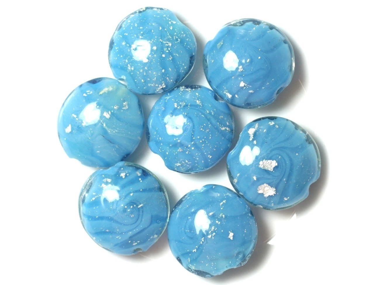 2pc - Perles en Verre Palets 20mm Bleu Turquoise   4558550032249