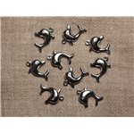 10pc - Pendentif Breloque Métal Argenté Rhodium - Dauphin 19 x 13mm  4558550032300