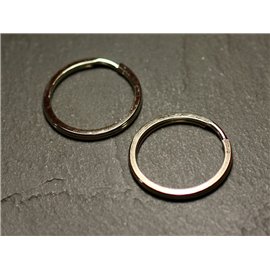 10 Stück - Rhodium Silber Metall Schlüsselanhänger - Kreis 24mm 4558550032348