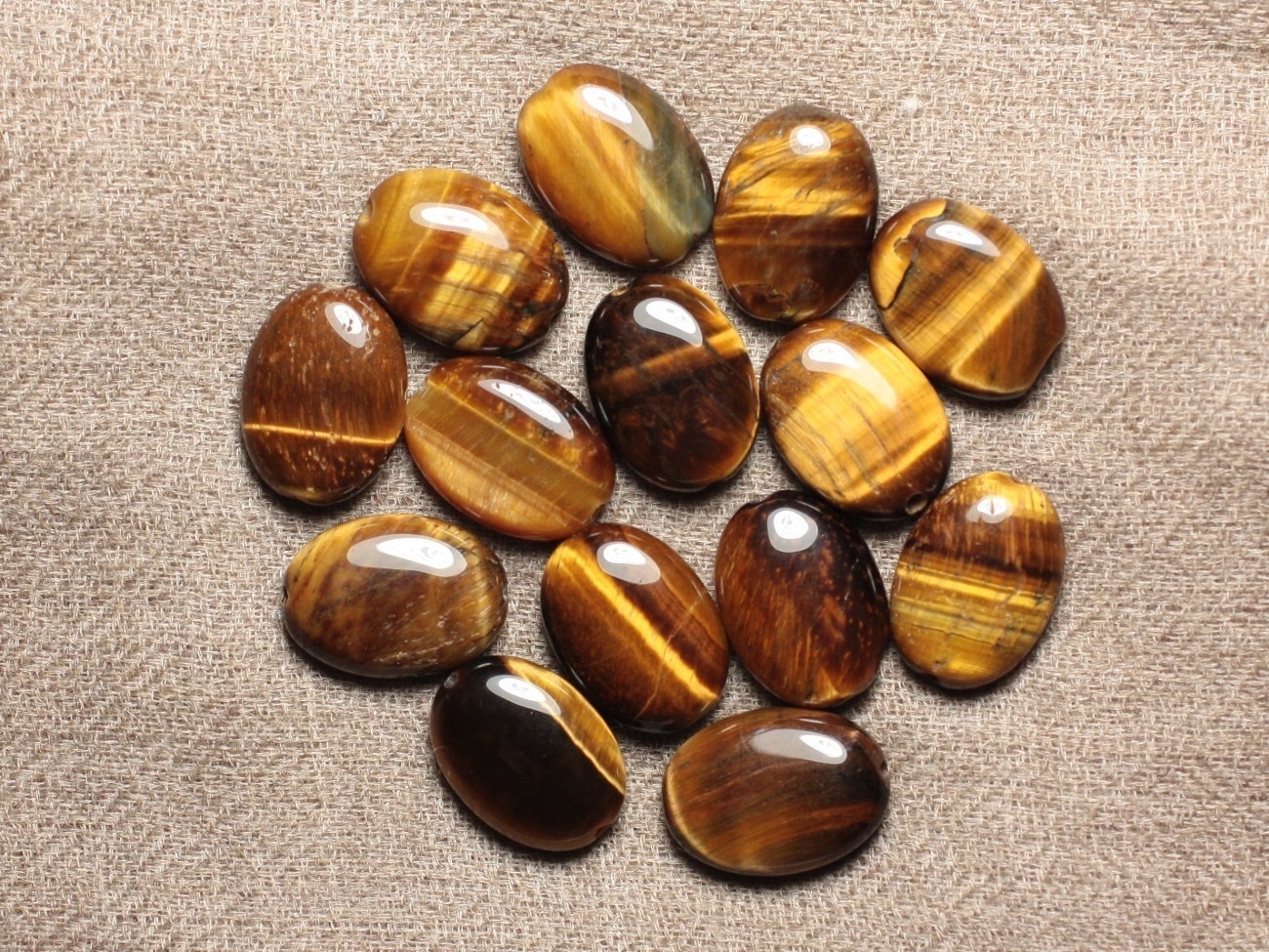 1pc - Perle de Pierre - Oeil de Tigre Ovale 18x13mm   4558550032393