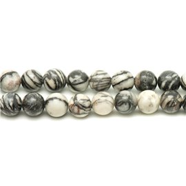 5pc - Perline di pietra - Palline di diaspro zebra 10mm 4558550032430