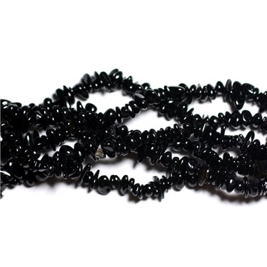150pc environ - Perles de Pierre - Tourmaline Noire Rocailles Chips 5-10mm - 4558550032447 