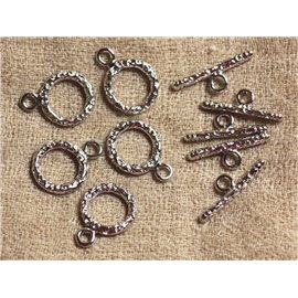 2pc - T Toogle Clasp Silver Plated Rhodium Metal Round 14mm 4558550032454
