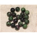 2pc - Perles de Pierre - Rubis Zoïsite Boules Facettées 12mm   4558550032492