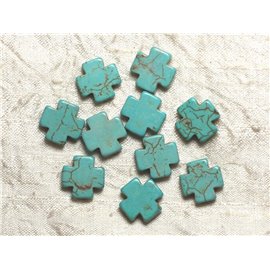 10pc - Synthetic Turquoise Beads Cross Turquoise Blue 15mm 4558550032539 