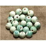 Sac 10pc - Perles Céramique Vertes Turquoises Boules 10mm  4558550032683