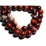 5pc - Perles de Pierre - Jaspe Rouge poppy Boules 10mm - 4558550032706