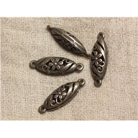 2 piezas - Conectores metálicos de bronce con cuentas y flores de filigrana - 30 mm 4558550032720