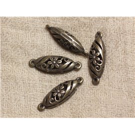2 Stück - Perlenverbinder Metall Bronze Blumen Wasserzeichen - 30mm 4558550032720