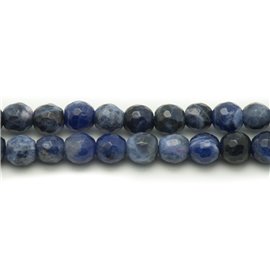 5pc - Stone Beads - Sodalite Faceted Balls 8mm 4558550032812