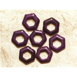 10pc - Cuentas de turquesa sintéticas 22 mm Hexágonos Morado 4558550032874