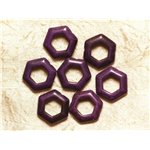 10pc - Perles Turquoise synthèse Hexagones 22mm Violet   4558550032874