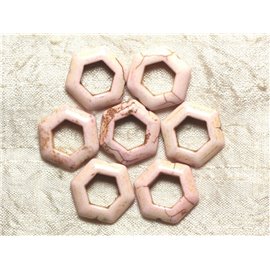 10st - Synthetische Turkoois Kralen 22mm Hexagons Crème Wit 4558550032881