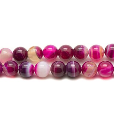 5pc - Perles de Pierre - Agate Rose Fuchsia Boules 10mm   4558550032911