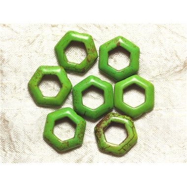 10pc - Perles Turquoise synthèse  Hexagones 22mm Vert   4558550032928