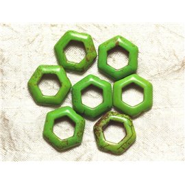 10pc - Synthetic Turquoise Beads 22mm Hexagons Green 4558550032928