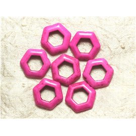 10pc - Synthetic Turquoise Beads 22mm Hexagons Pink 4558550032997