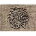 10pc - Perles Métal Argenté Rhodium Tubes Spirales gravés 10mm - 4558550033086