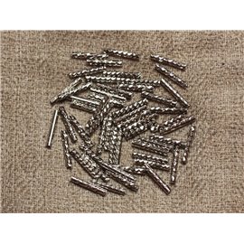 10Stk - Rhodium Silber Metallperlen gravierte Spiralrohre 10mm - 4558550033086