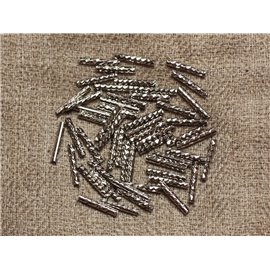 10pc - Perles Métal Argenté Rhodium Tubes Spirales gravés 10mm - 4558550033086