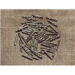 10pc - Perles Tubes Métal Argenté Plaquage Rhodium 10mm  4558550033086