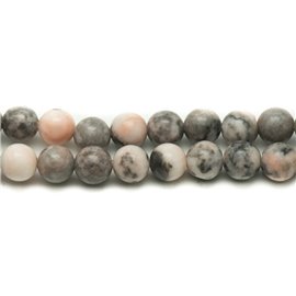 10pc - Stone Beads - Gray and Pink Jasper 8mm Balls 4558550033154 
