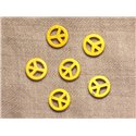 10pc - Perles Turquoise synthèse Peace and Love Jaunes 15mm - 4558550033178