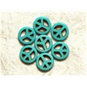 10pc - Perles Turquoise synthèse Peace and Lovebleu  Turquoises 15mm  4558550033215