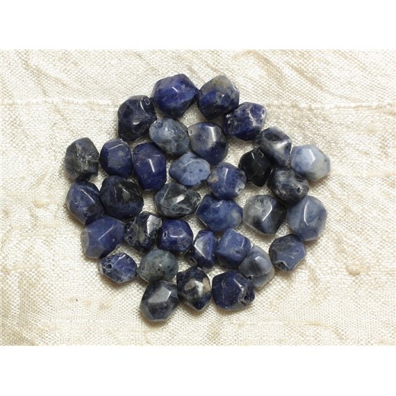 5pc - Perles de Pierre - Sodalite Nuggets Facettés 8-10mm  4558550033222