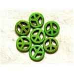 10pc - Perles Pierre Turquoise synthèse Rond Rondelle Cercle Peace and Love 15mm Vert Pomme Fluo - 4558550033239