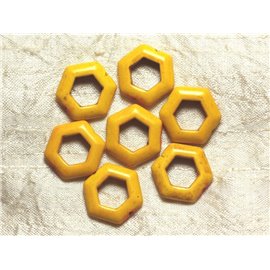 10pc - Cuentas de turquesa sintéticas Hexágonos 22 mm Amarillo 4558550033253