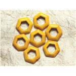 10pc - Perles Turquoise synthèse  Hexagones 22mm Jaune   4558550033253