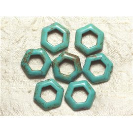 10 Stück - Türkis Perlen Synthese Sechsecke 22mm Türkis Blau 4558550033307