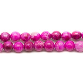 5Stk - Steinperlen - Jaspiskugeln 10mm neon fuchsia pink - 7427039738156