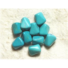 10pc - Perles Pierre Turquoise synthese Nuggets Rectangles Triangles Facettés 12mm Bleu turquoise - 4558550033499