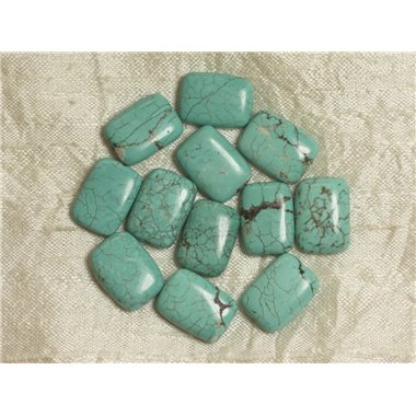 4pc - Perles Pierre Turquoise synthese Rectangles 18x13mm Bleu Turquoise - 7427039736190