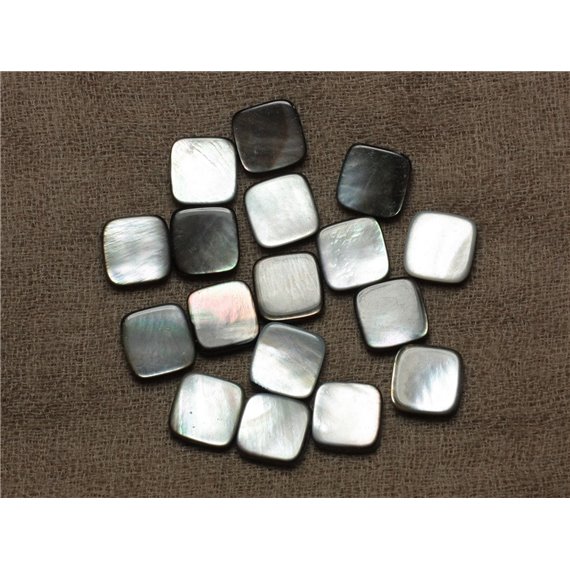 4pc - Perles Nacre Noire naturelle Carrés 12mm - 4558550033550